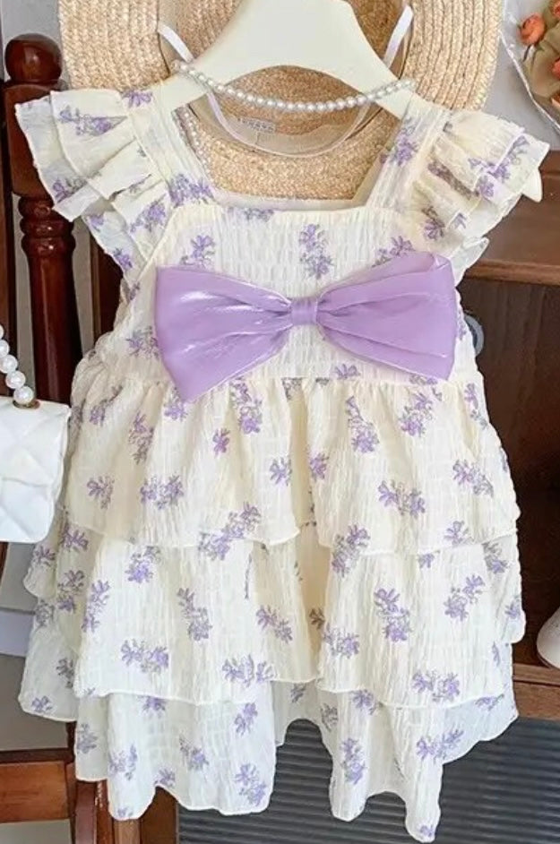Florence Floral Frill Dress - Purple (pre order)