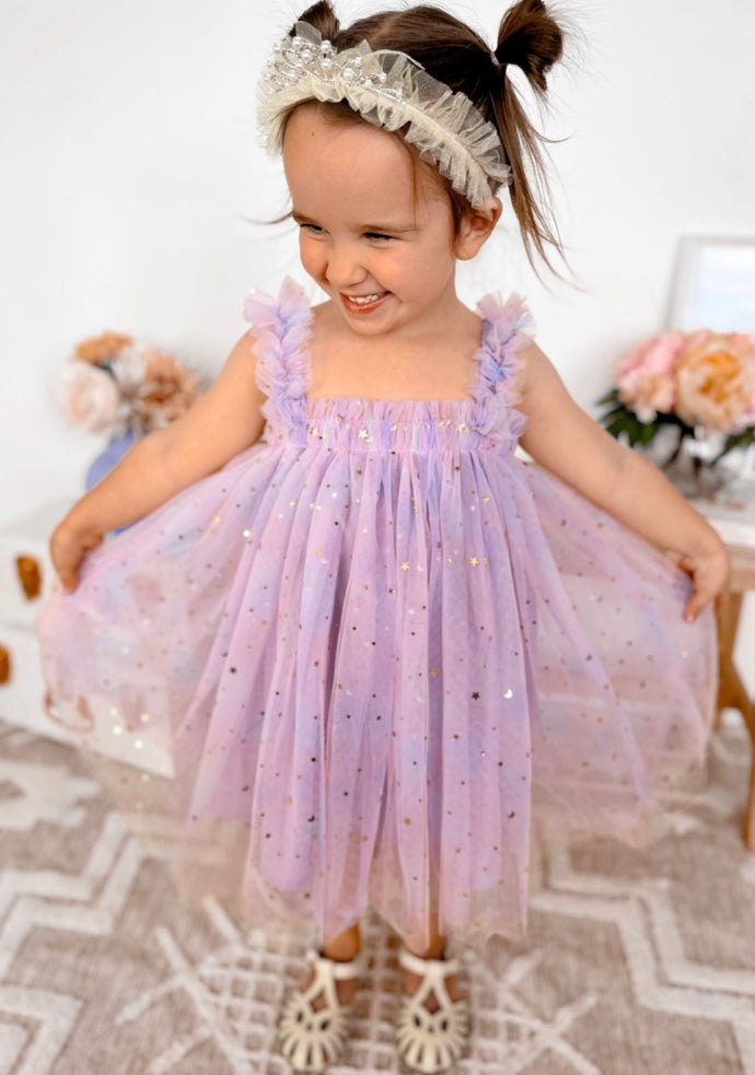 Kids little girls Arabella Tulle Fairy Birthday Dress - Lilac