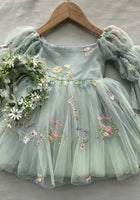 Load image into Gallery viewer, Flowergirl Fairy Wonderland Long Sleeve Luxe Tulle Dress - Green - Fox Baby &amp; Co
