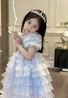 Load image into Gallery viewer, Snow Elsa Sparkle Blue Frill Princess Party Dress - Fox Baby &amp; Co
