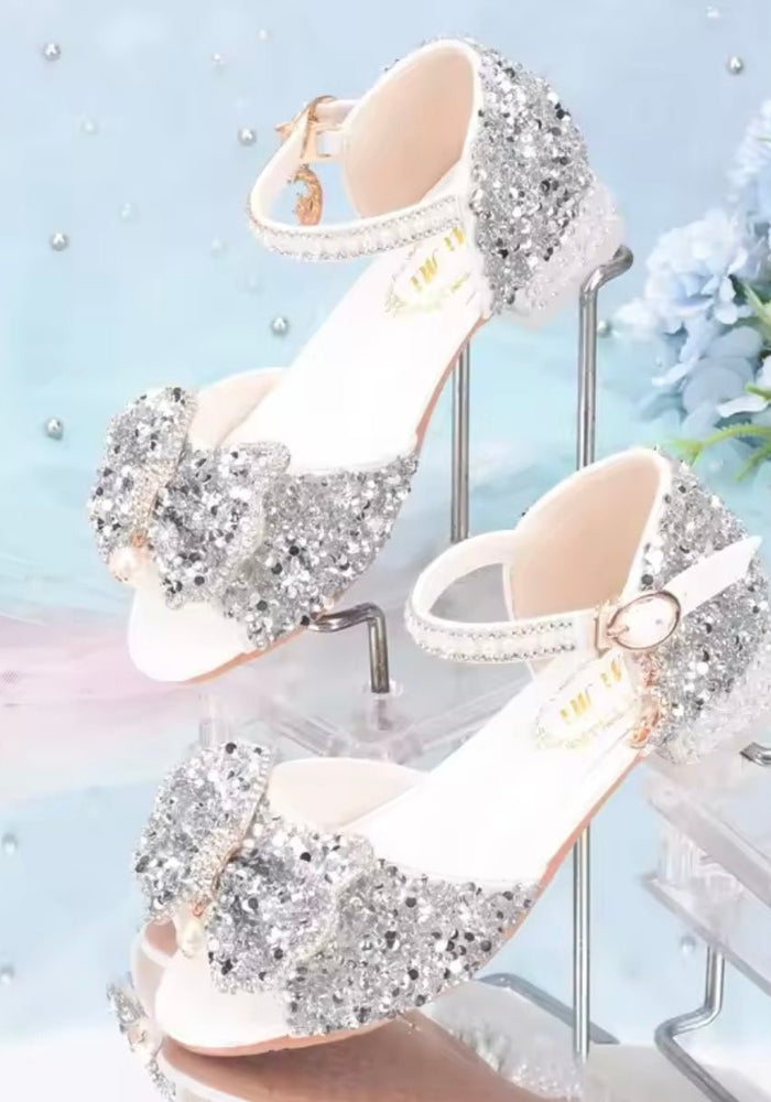 Silver Little Girls High Heel Princess Birthday Girl Shoes - Fox Baby & Co