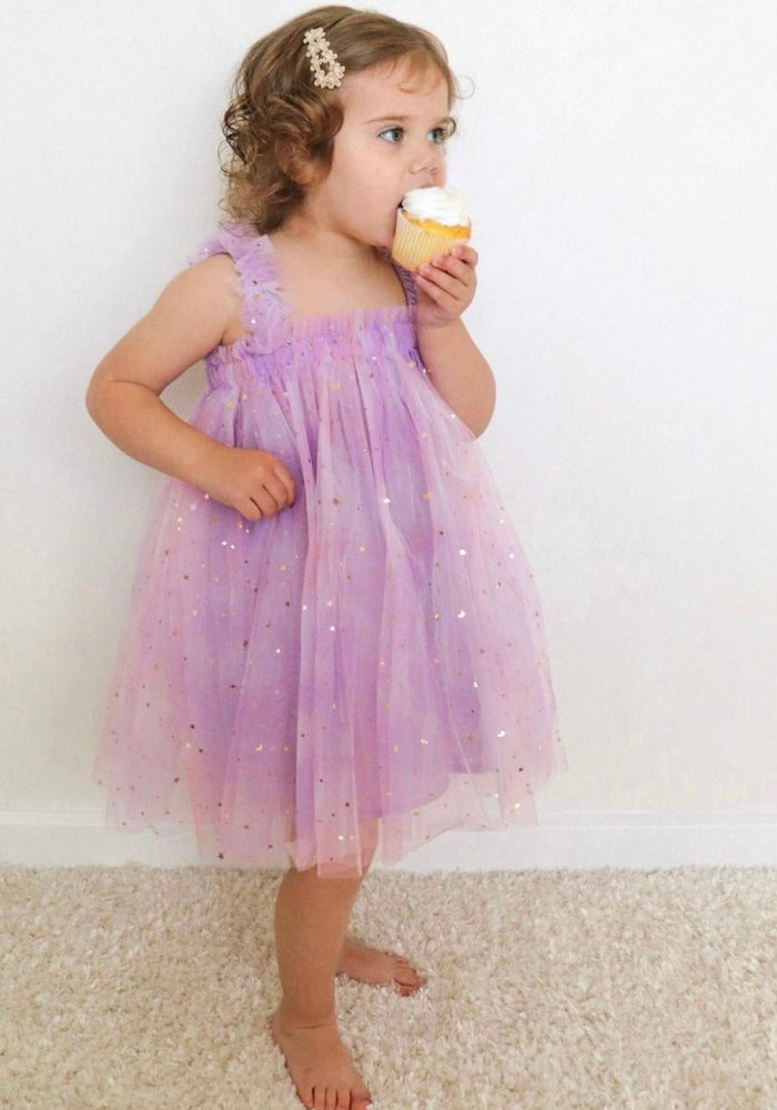 Kids little girls Arabella Tulle Fairy Birthday Dress - Lilac - Fox Baby & Co