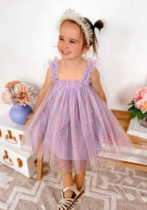 Kids little girls Arabella Tulle Fairy Birthday Dress - Lilac