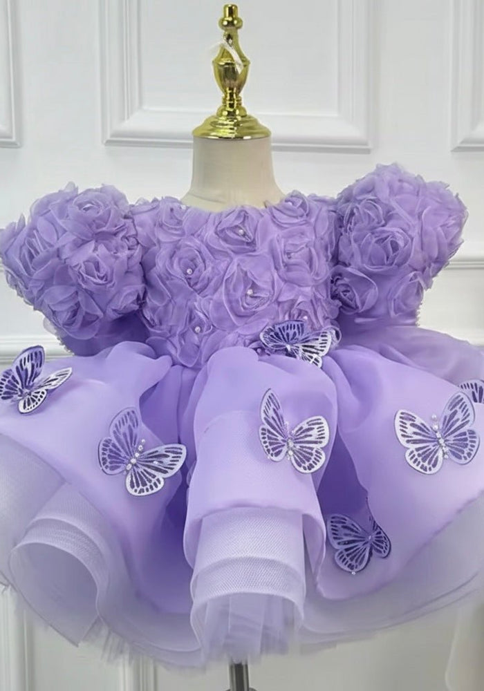 Little Girls Vintage Butterfly Luxe Princess Dress - Purple - Fox Baby & Co