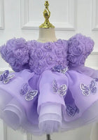 Load image into Gallery viewer, Little Girls Vintage Butterfly Luxe Princess Dress - Purple - Fox Baby &amp; Co
