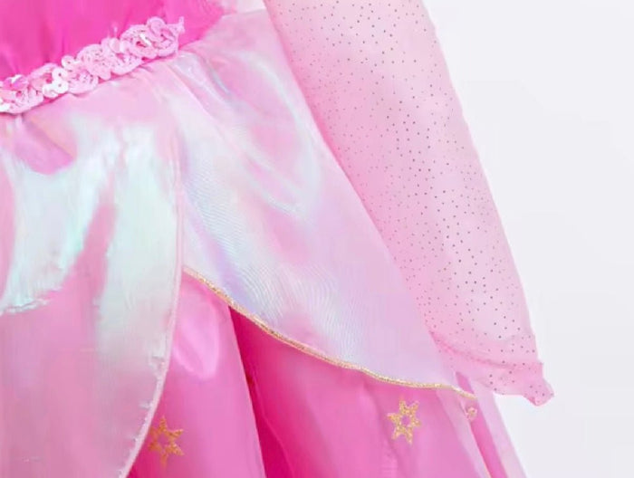 Magical Aurora Pink Princess Long Sleeve Party Dress Costume - Fox Baby & Co