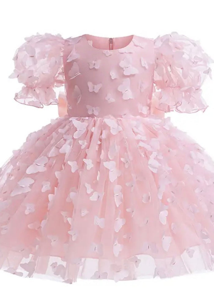 Kids girls Annabella Butterfly Luxe Tulle Dress - Baby Pink - Fox Baby & Co