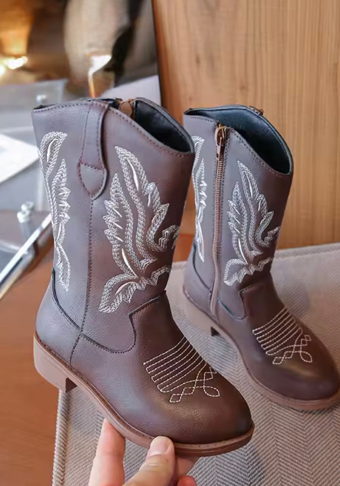 Sparkle Princess Kpop Cowgirl Boots – Brown