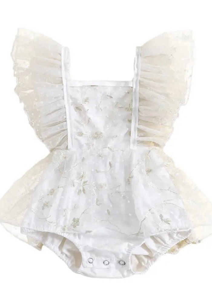 White Christmas Sparkle Frill Romper - Fox Baby & Co