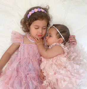 1st Birthday Whimsical Butterfly Tulle Romper - Baby Pink (pre order) - Fox Baby & Co