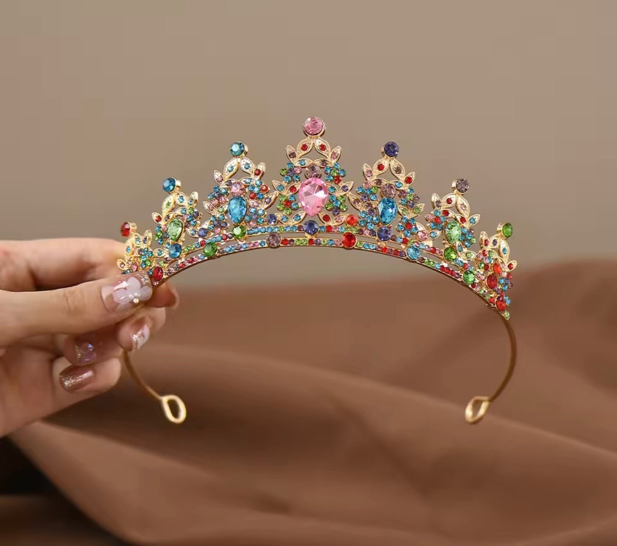 Luxe Tiara Gold Birthday Crown - Rainbow (pre order) - Fox Baby & Co