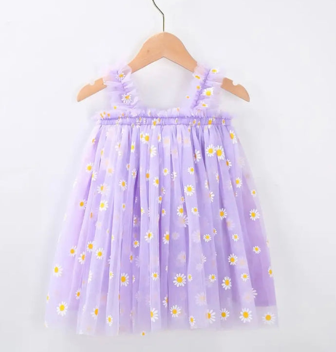 Kids little girl Arabella Daisy Tulle Dress - Purple