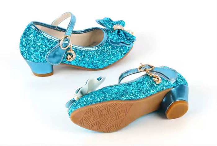 Little Girls My First High Heel Bow Princess Birthday Girl Shoe - blue