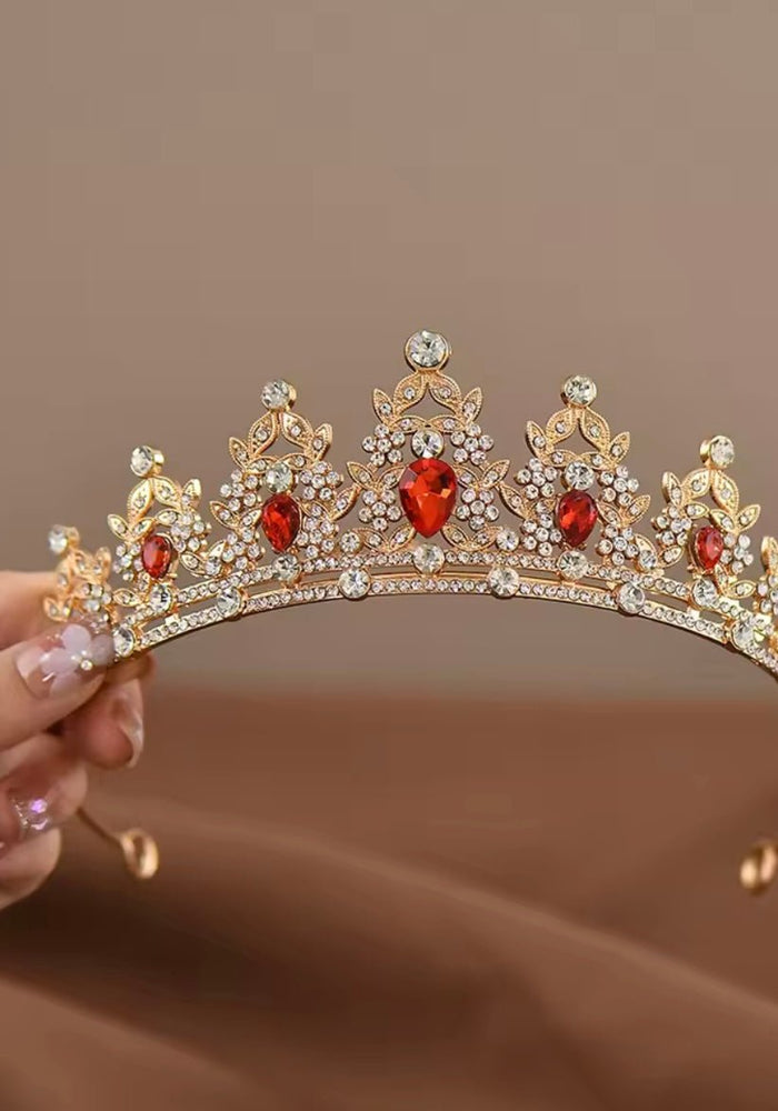 Luxe Tiara Gold Birthday Crown - Red - Fox Baby & Co