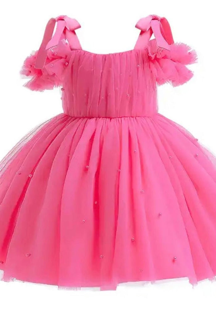 Kids little girls Valencia Pearl Luxe Party Dress - Magenta (pre order) - Fox Baby & Co