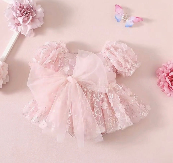 Tea Party Tulle Sparkle Romper – Blush Pink - Fox Baby & Co