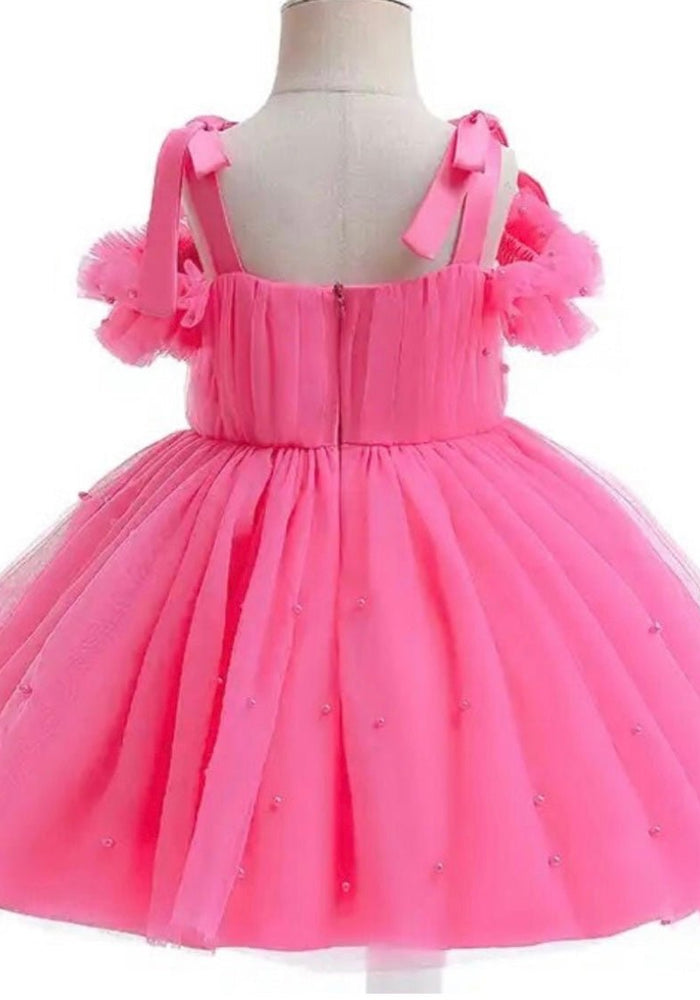 Kids little girls Valencia Pearl Luxe Party Dress - Magenta (pre order) - Fox Baby & Co