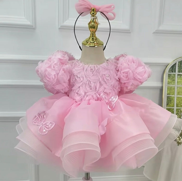 Little Girls Vintage Butterfly Luxe Princess Dress - Pink - Fox Baby & Co