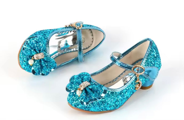 Little Girls My First High Heel Bow Princess Birthday Girl Shoe - blue
