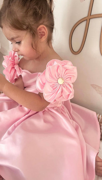 Kids little girls Talulah Flower Party Dress - Pink (pre order) - Fox Baby & Co