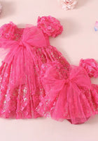 Load image into Gallery viewer, Kids girls Tea Party Sparkle Tulle Dress - Bright Pink
