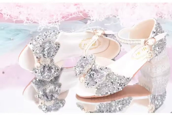 Silver Little Girls High Heel Princess Birthday Girl Shoes - Fox Baby & Co