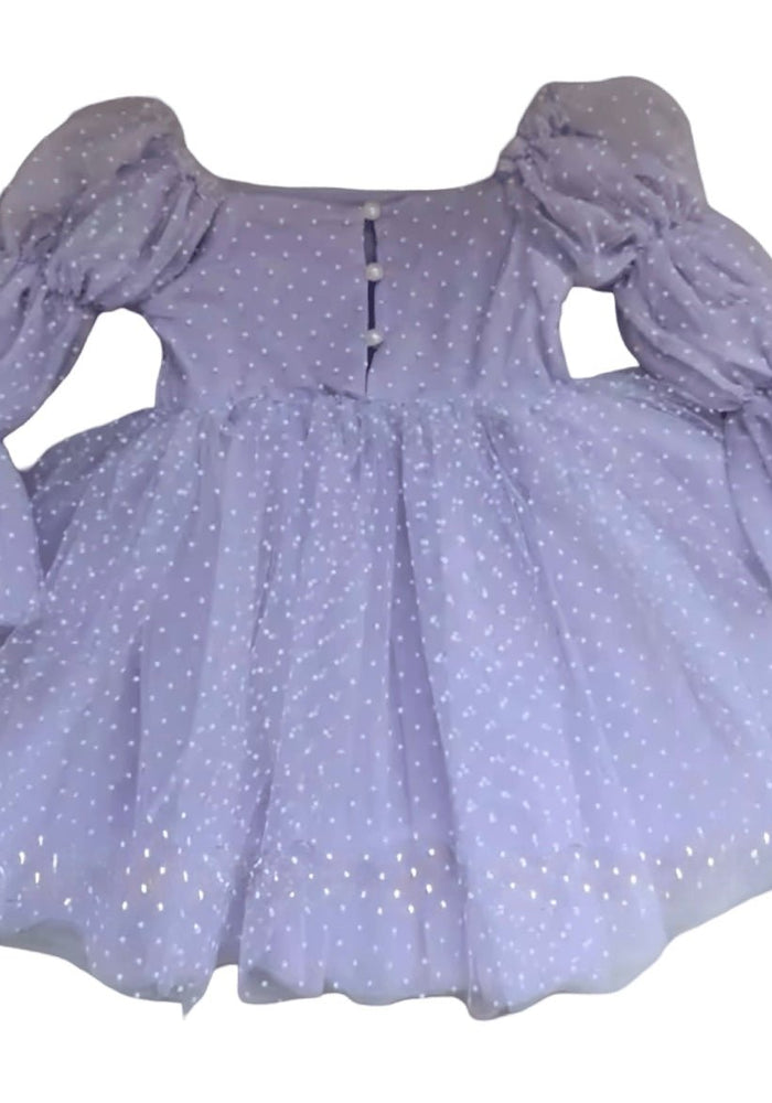 Flowergirl Fairy Wonderland Long Sleeve Luxe Tulle Dress - Pink Dots - Lilac - Fox Baby & Co