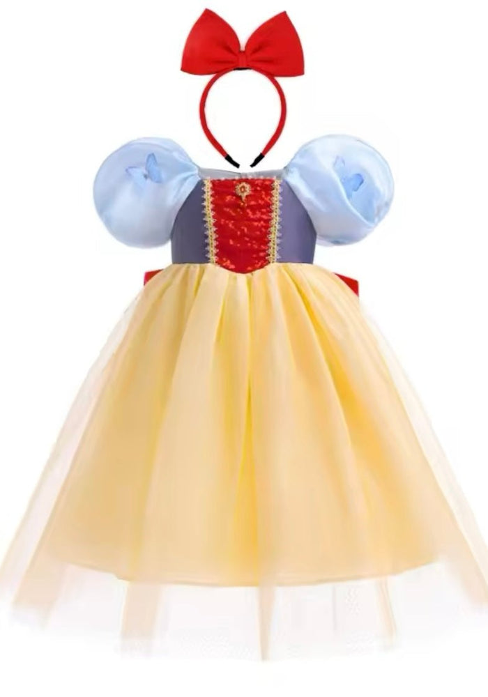 Magical Snow White Luxe Princess Party Dress Costume & Bow Headband - Fox Baby & Co