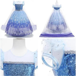 Snowflake Princess Birthday Party Dress Costume with cape