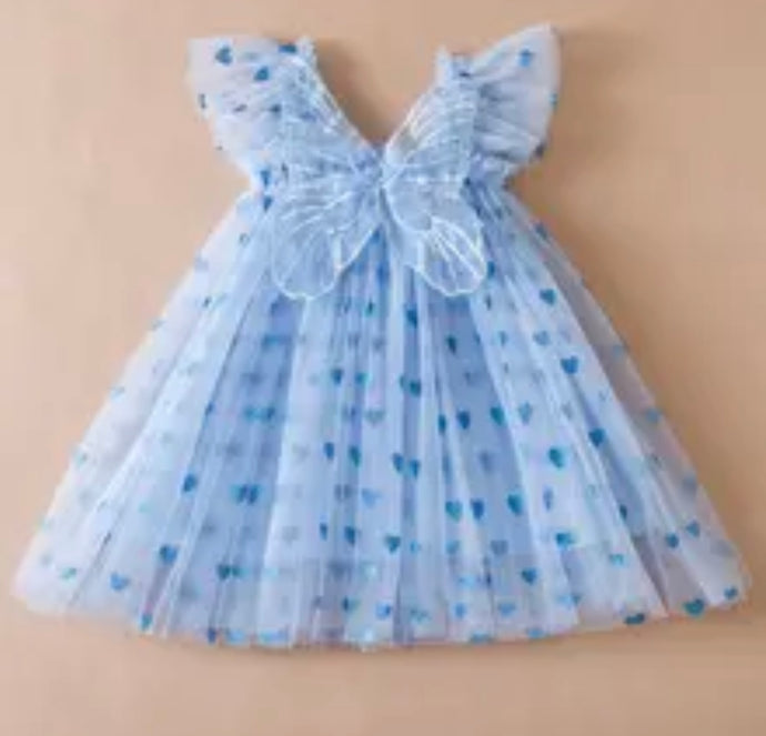 Pixie Butterfly Tulle Dress - Blue Hearts