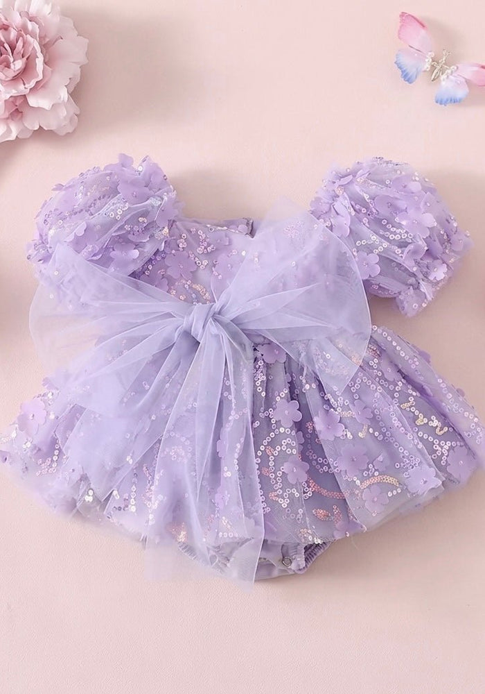 Tea Party Tulle Sparkle Romper – Lilac - Fox Baby & Co