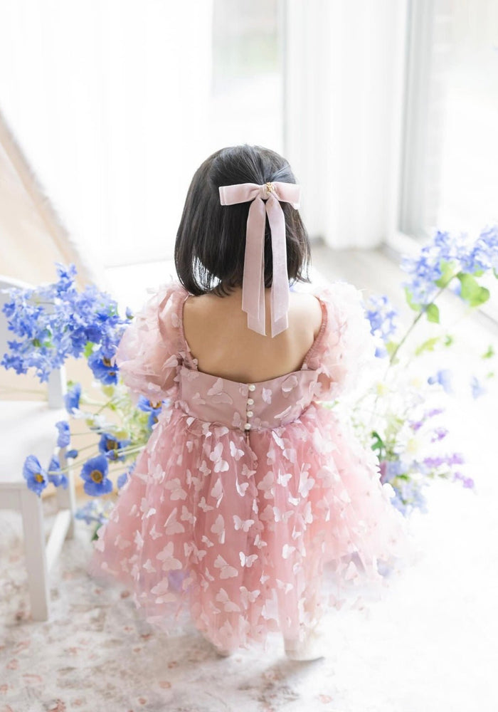 Madelyn Butterfly Luxe Little Girls Tulle Dress - Dusty Rose - Fox Baby & Co