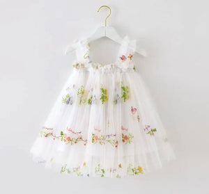 Arabella Garden Floral Tulle Birthday Dress - White (pre order) - Fox Baby & Co
