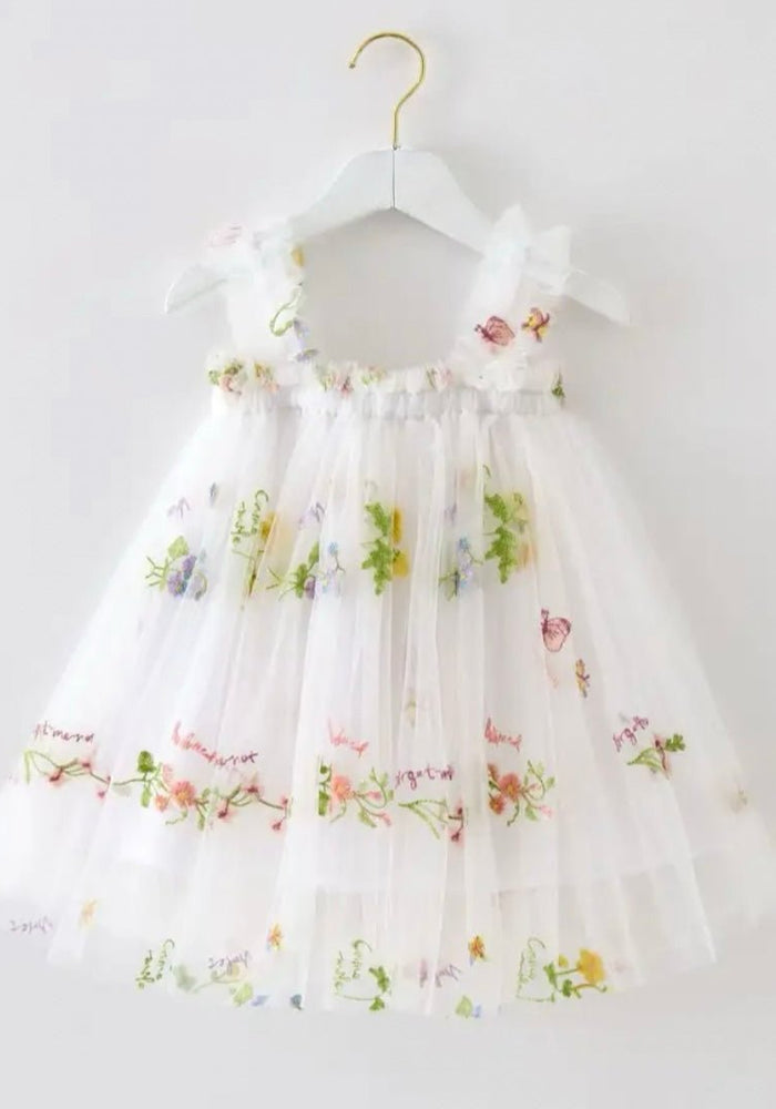 Arabella Garden Floral Tulle Birthday Dress - White (pre order) - Fox Baby & Co