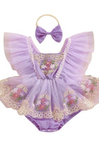 Load image into Gallery viewer, Vintage Floral Tutu Birthday Romper - Lilac (Pre order)
