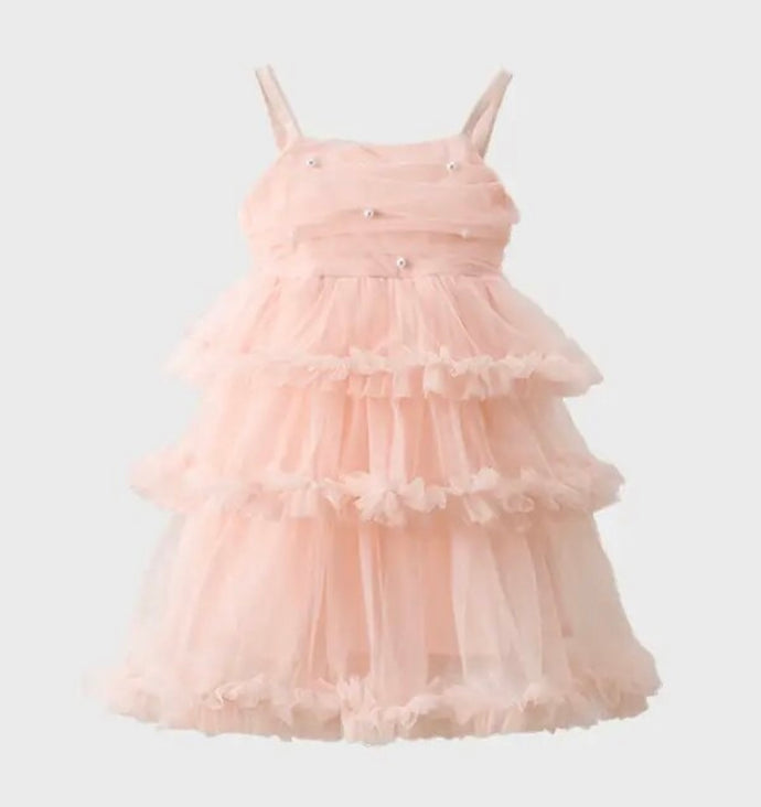 Darling Pearl Tulle Birthday Dress - Blush (pre order)