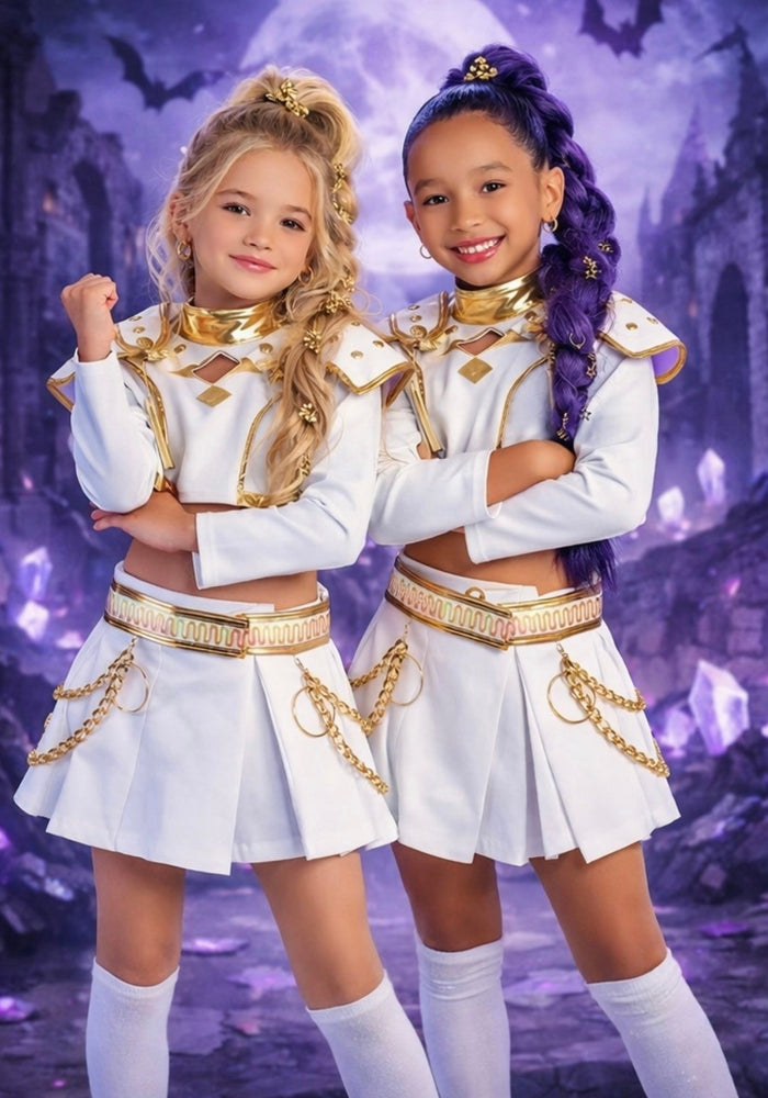 Kids Girls K - POP Inspired Demon Hunter Costume Skirt & Top 2 Piece Set - Fox Baby & Co