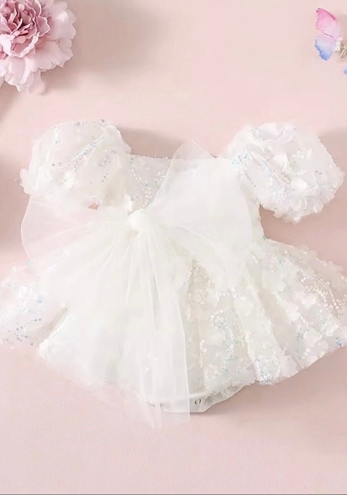Tea Party Tulle Sparkle Romper – White - Fox Baby & Co