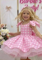 Load image into Gallery viewer, Kid little Girls Pink Gingham Barbie Party Dress - Fox Baby &amp; Co
