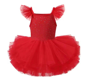 Luxe Ballerina Christmas Sparkle Tulle Tutu Leotard - Red - Fox Baby & Co