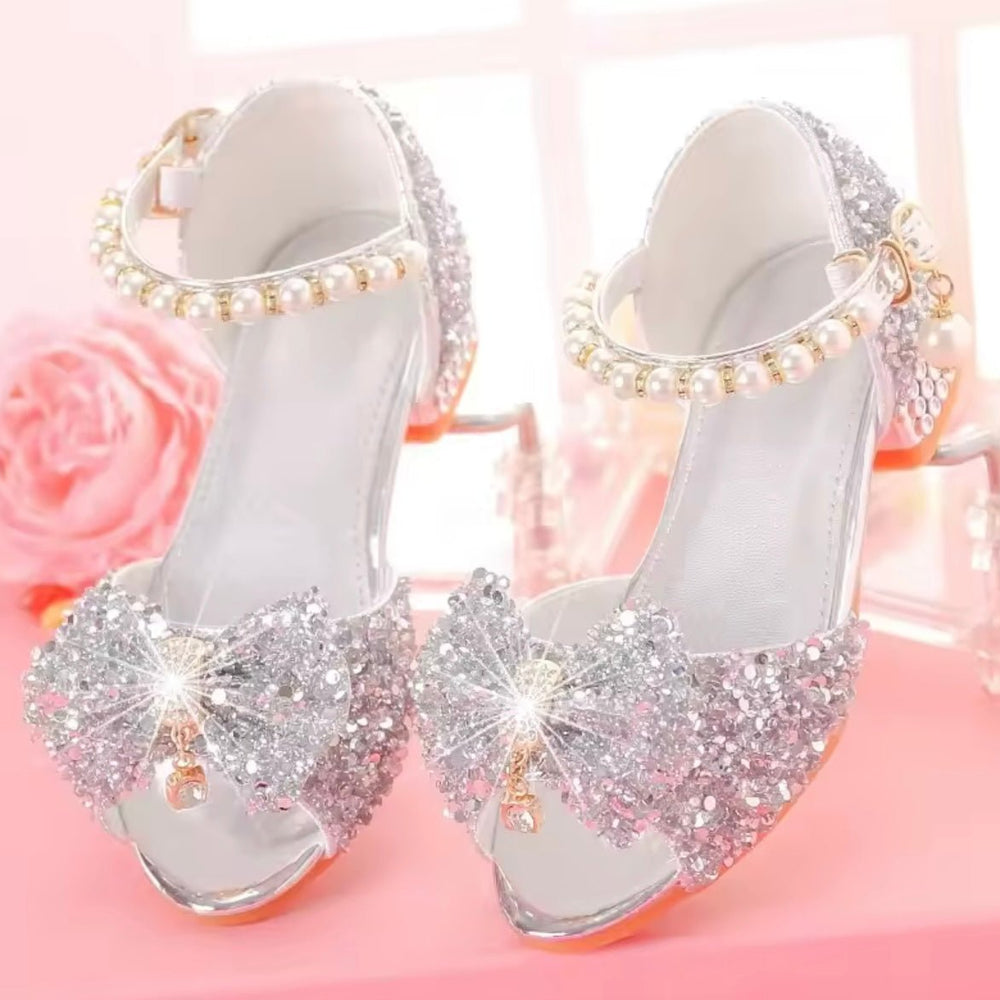 Silver Little Girls High Heel Princess Birthday Girl Shoe pre order) - Fox Baby & Co