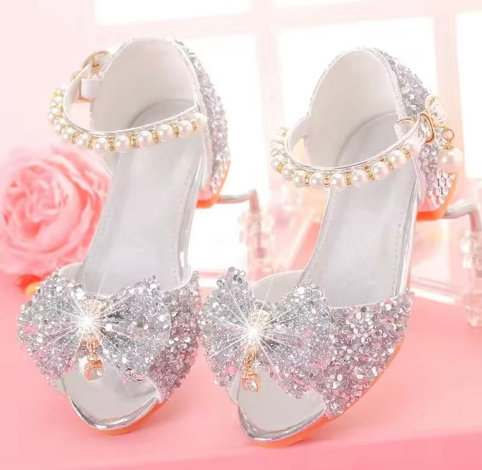 Silver Little Girls High Heel Princess Birthday Girl Shoe pre order) - Fox Baby & Co