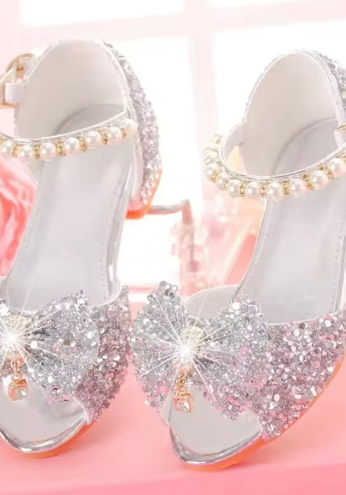 Silver Little Girls High Heel Princess Birthday Girl Shoe pre order) - Fox Baby & Co