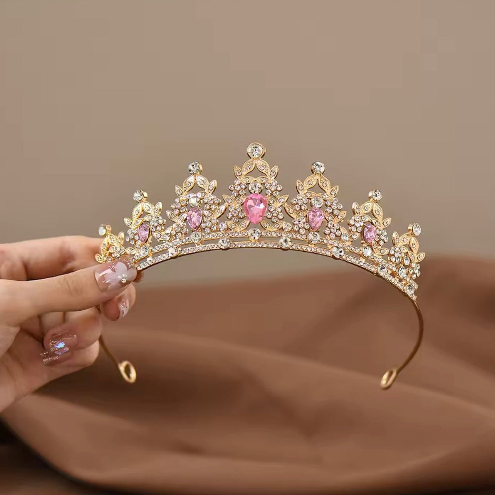 Luxe Tiara Gold Birthday Crown - Pink - Fox Baby & Co