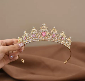Luxe Tiara Gold Birthday Crown - Pink - Fox Baby & Co