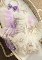 Load image into Gallery viewer, Vintage Floral Tutu Birthday Romper - Cream - Fox Baby &amp; Co
