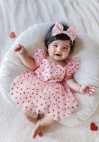 Load image into Gallery viewer, Baby Girls XOXO Tutu Tulle Romper with bow - hearts
