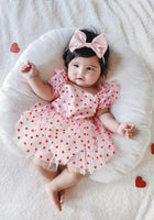 Load image into Gallery viewer, Baby Girls XOXO Tutu Tulle Romper with bow - hearts
