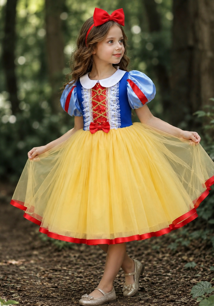 Charming Snow White Princess Birthday Party Dress & Headband