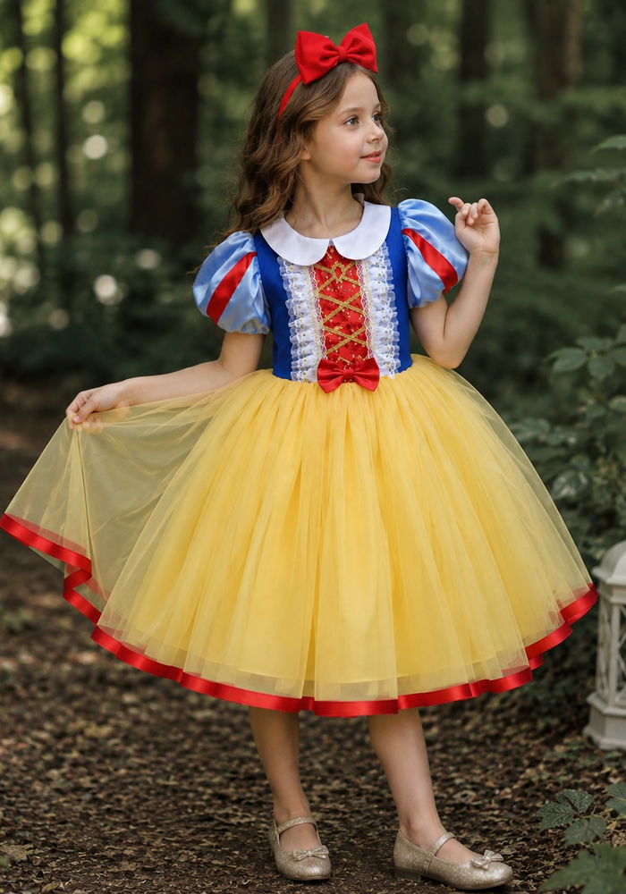 Charming Snow White Princess Birthday Party Dress & Headband